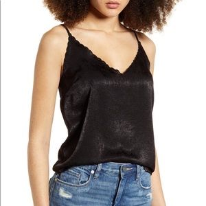Black satin tank top